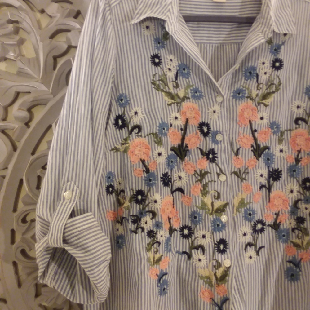 Style & Co Embroidered Button Down